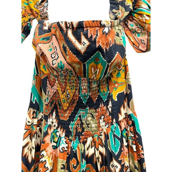 Love The Label Marrakech Cotton Poplin Smocked Maxi Dress Off-Shoulder Small NWT - Picture 4 of 6